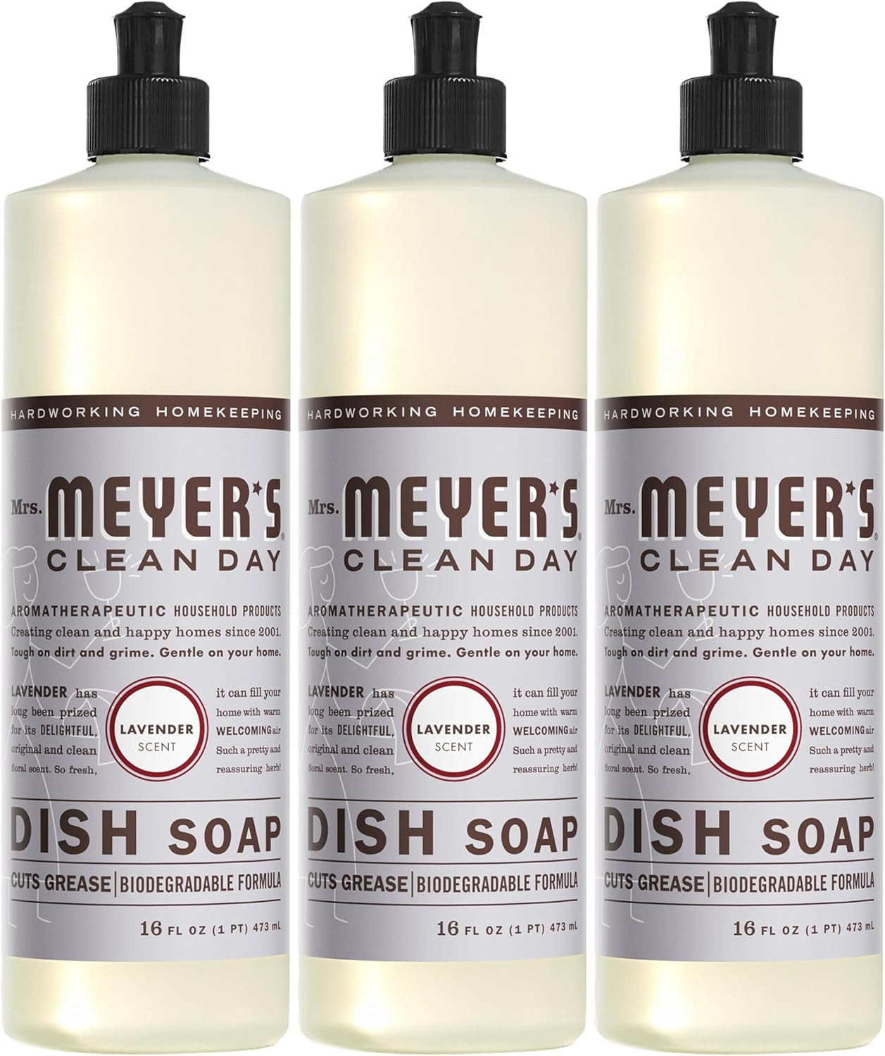 Mrs. Meyer’s Clean Day Liquid Dish Soap, Lavender, 16 Fl. Oz – Pack of 3