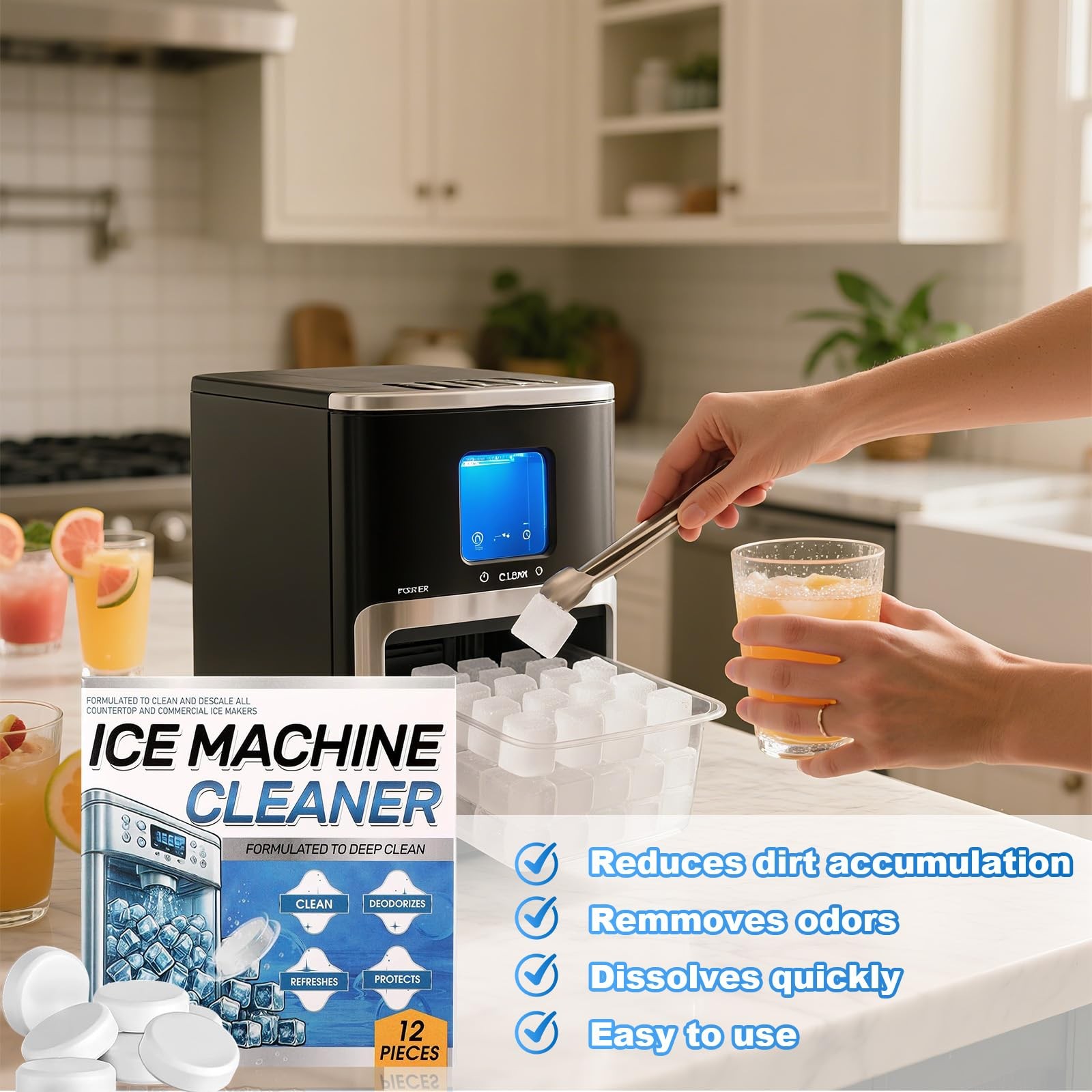 Ice Machine Cleaner and Descaler Tablets, 24/36 Clean Tablets Compatible with…