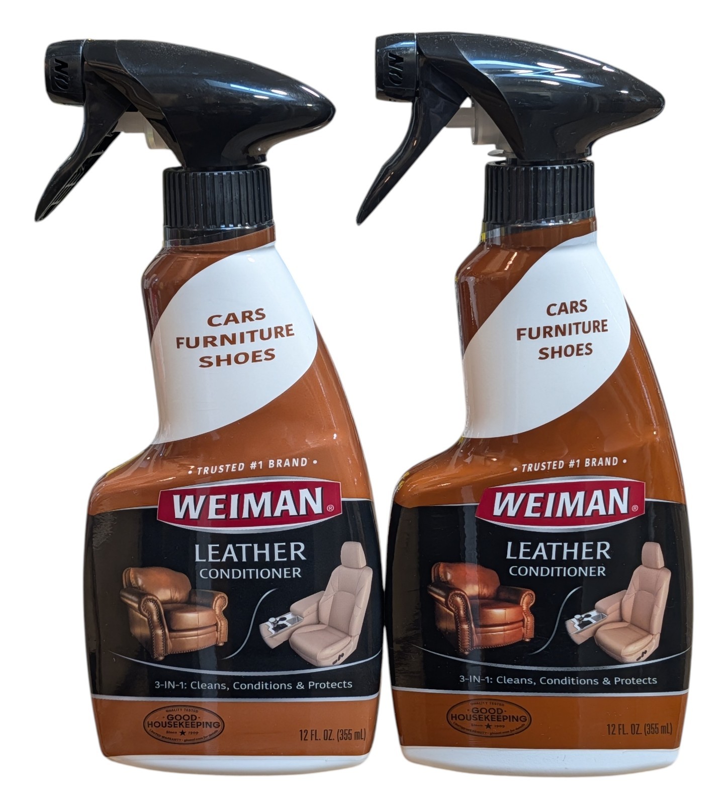 2 – Weiman Leather Conditioner, 3-in-1: Cleans, Conditions & Protects – 12 Oz Ea