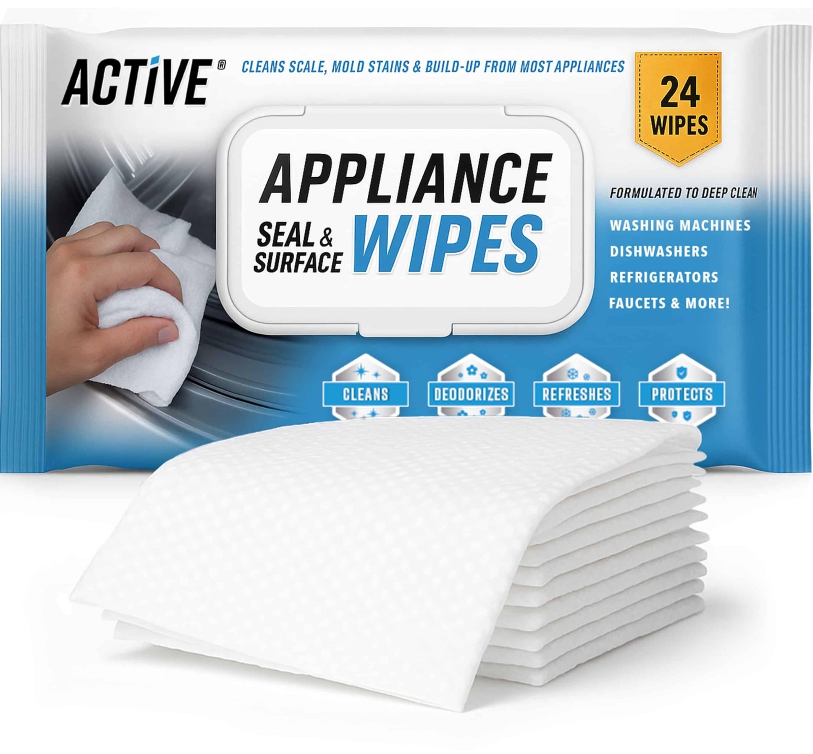 Heavy Duty Surface Cleaner Wipes – 24 Large Wipes for Appliances, Stainless Stee