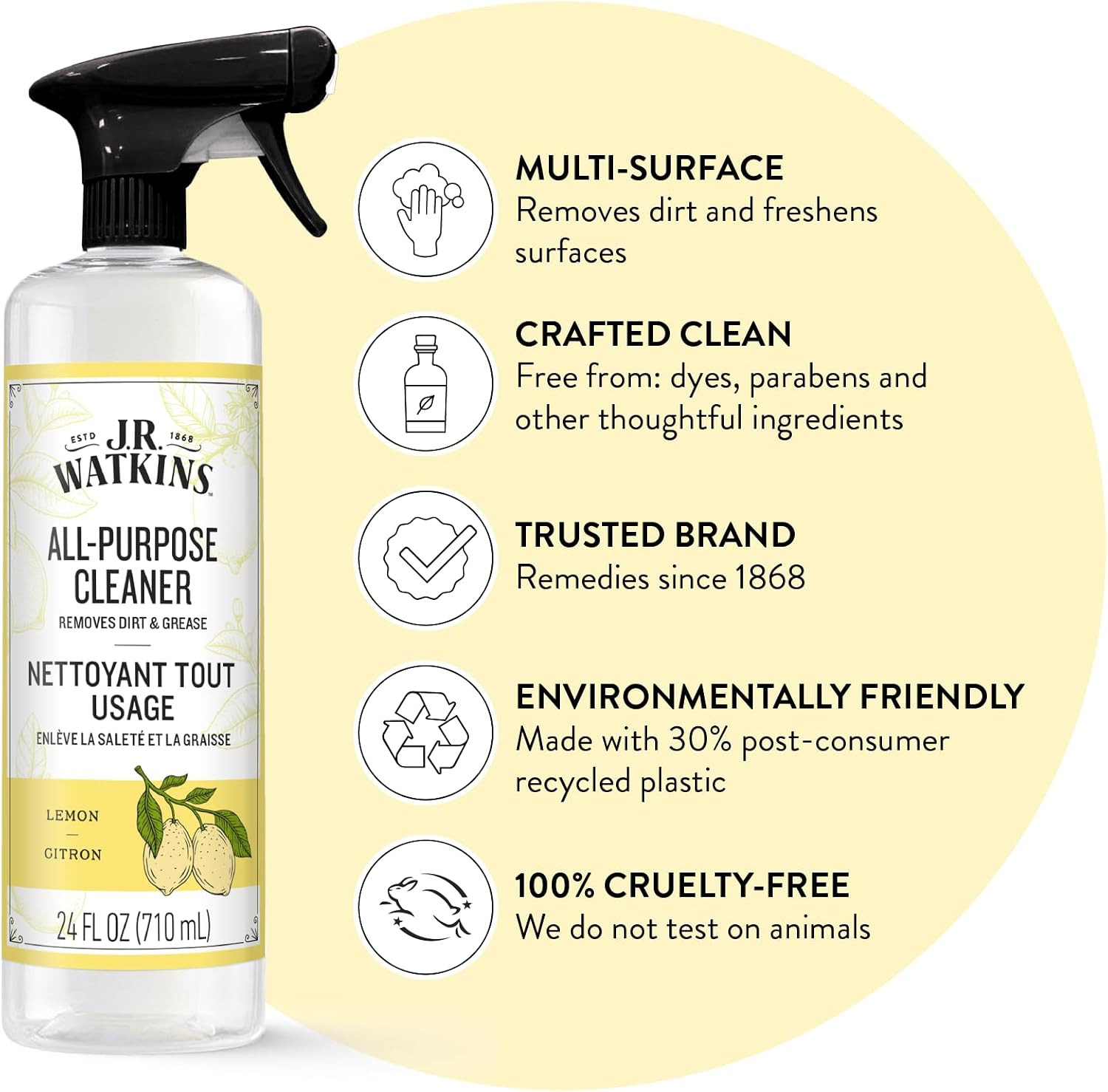 JR Watkins All Purpose Cleaner Lemon 24Floz – 2Pk