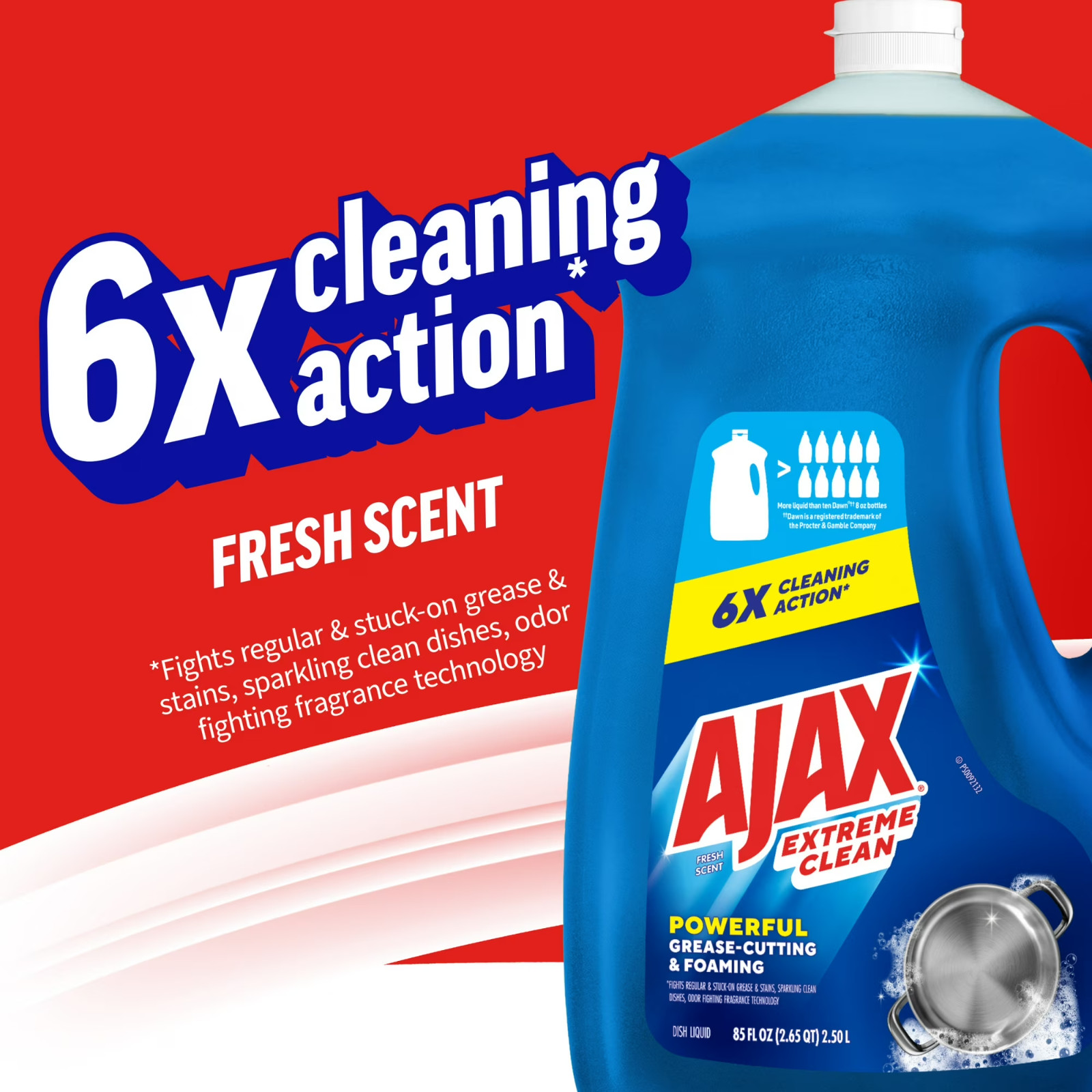 Ajax Extreme Clean Foaming Dish Soap, Deep Cleaning, Grease-Cutting, 85 fl oz