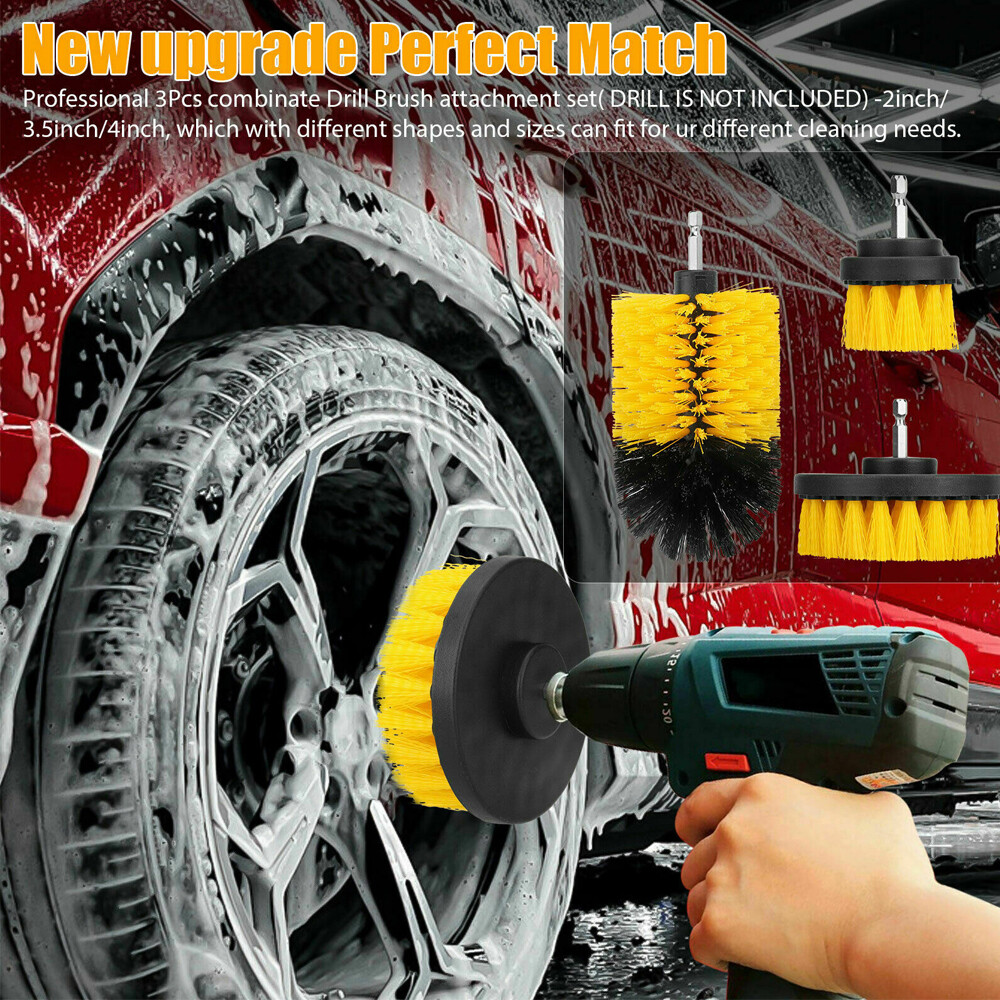 Drill Brush Attachment Set Power Scrubber Cleaning Kit Combo Scrub Tub Clean