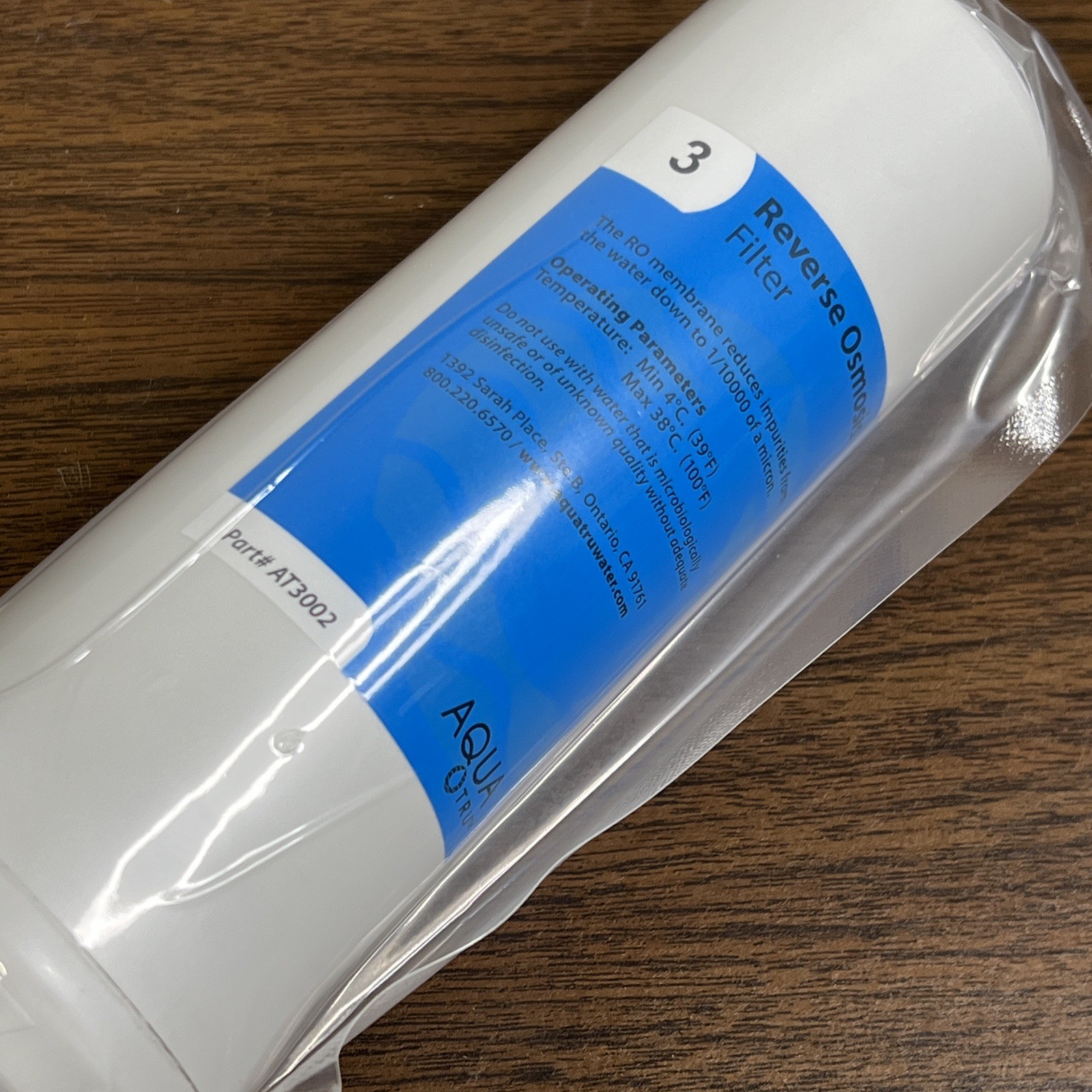 AQUATru AT3002 Reverse Osmosis Stage 3 Replacement Water Filter New
