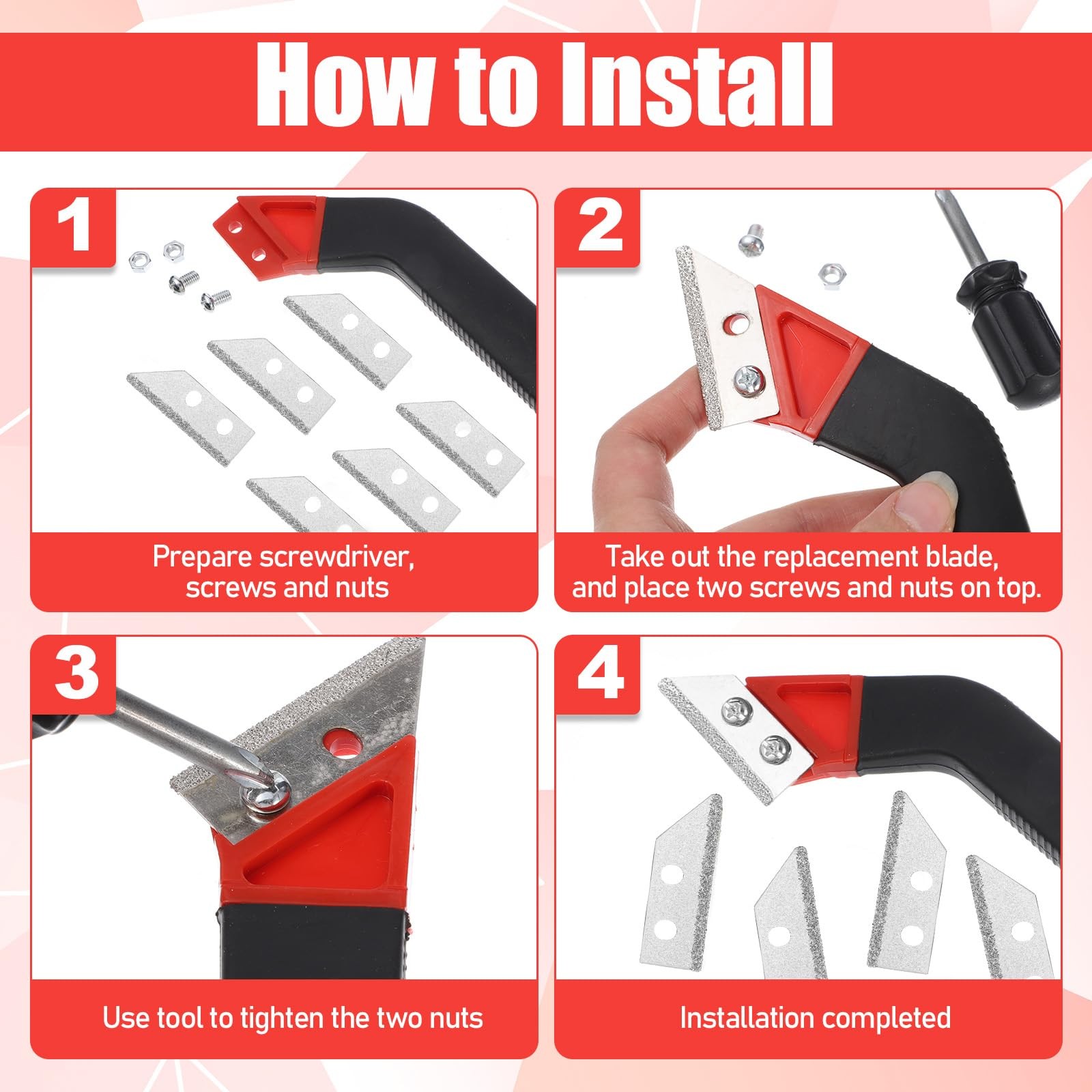 Grout Removal Tool with 5 Pcs Replacement Blades Hand Grout Scraping Rake for…