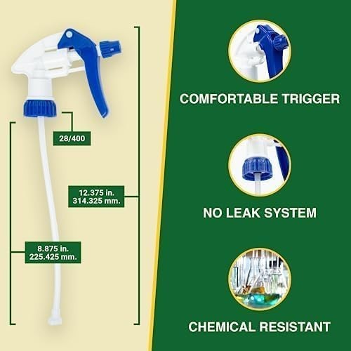 Heavy Duty 32oz Plastic Spray Bottles for Cleaning – Large Empty Industrial B…