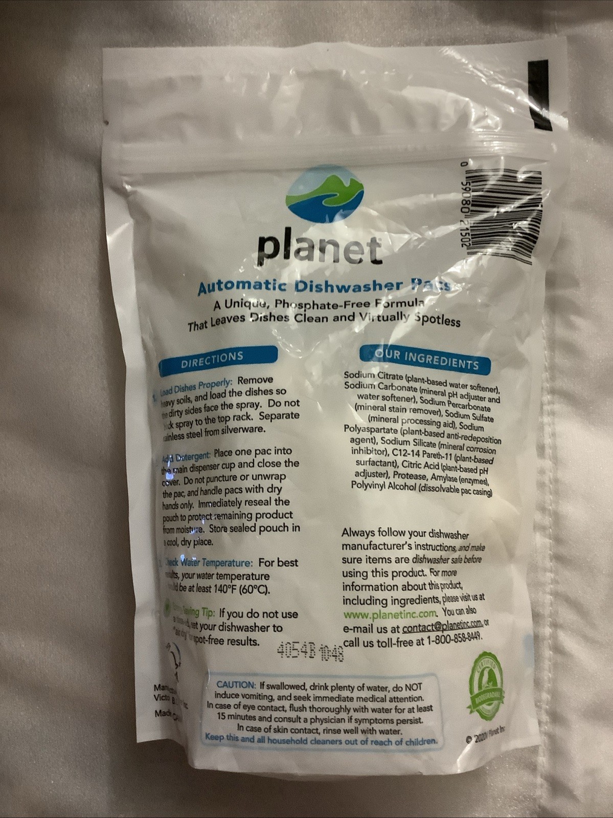 Planet Automatic Free & Clear Dishwasher Pacs, 12.7 Ounce 20 Piece Pack