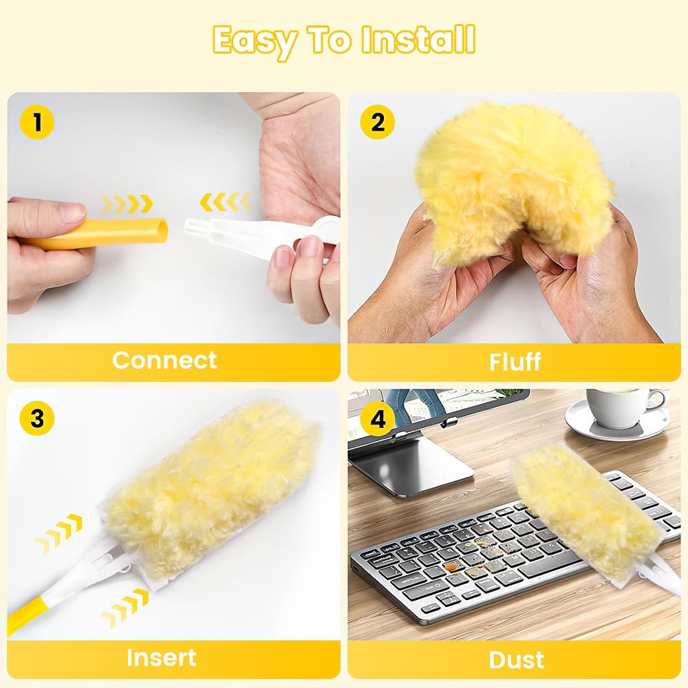 Heavy Duty Duster Refills, 360° Efficient Duster Kit for Swiffer, 30 Pack & 3…