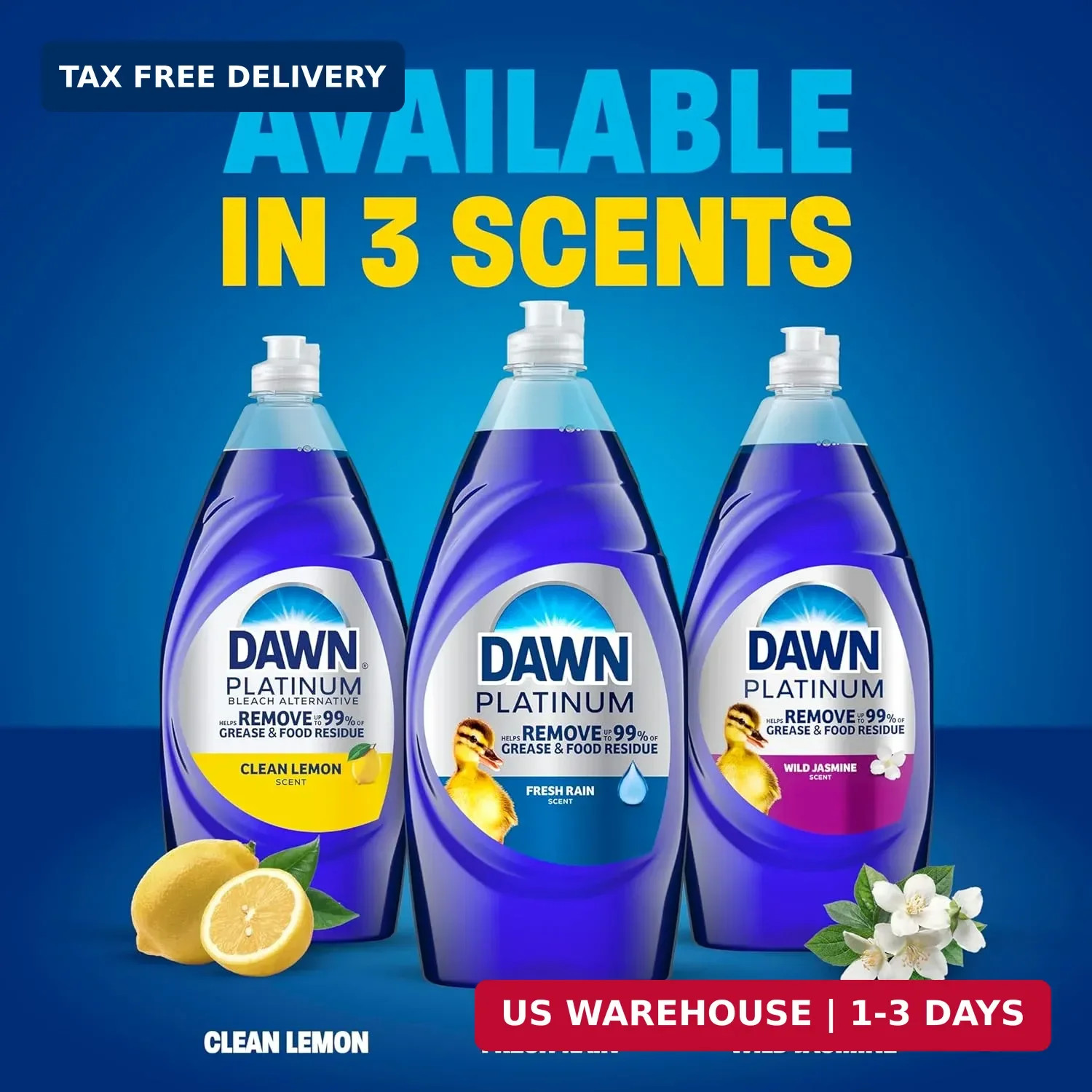 Dawn Platinum Dish Soap, Fresh Rain Scent Liquid Dishwashing Detergent, Powerful