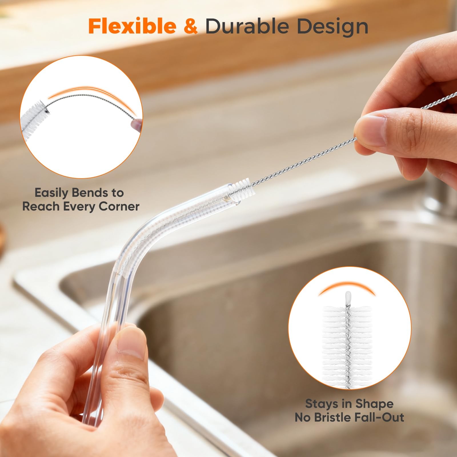 Iwooduubb 10-Packs Premium Straw Cleaner Brush in Mixed Sizes, 8IN Long Reusa…