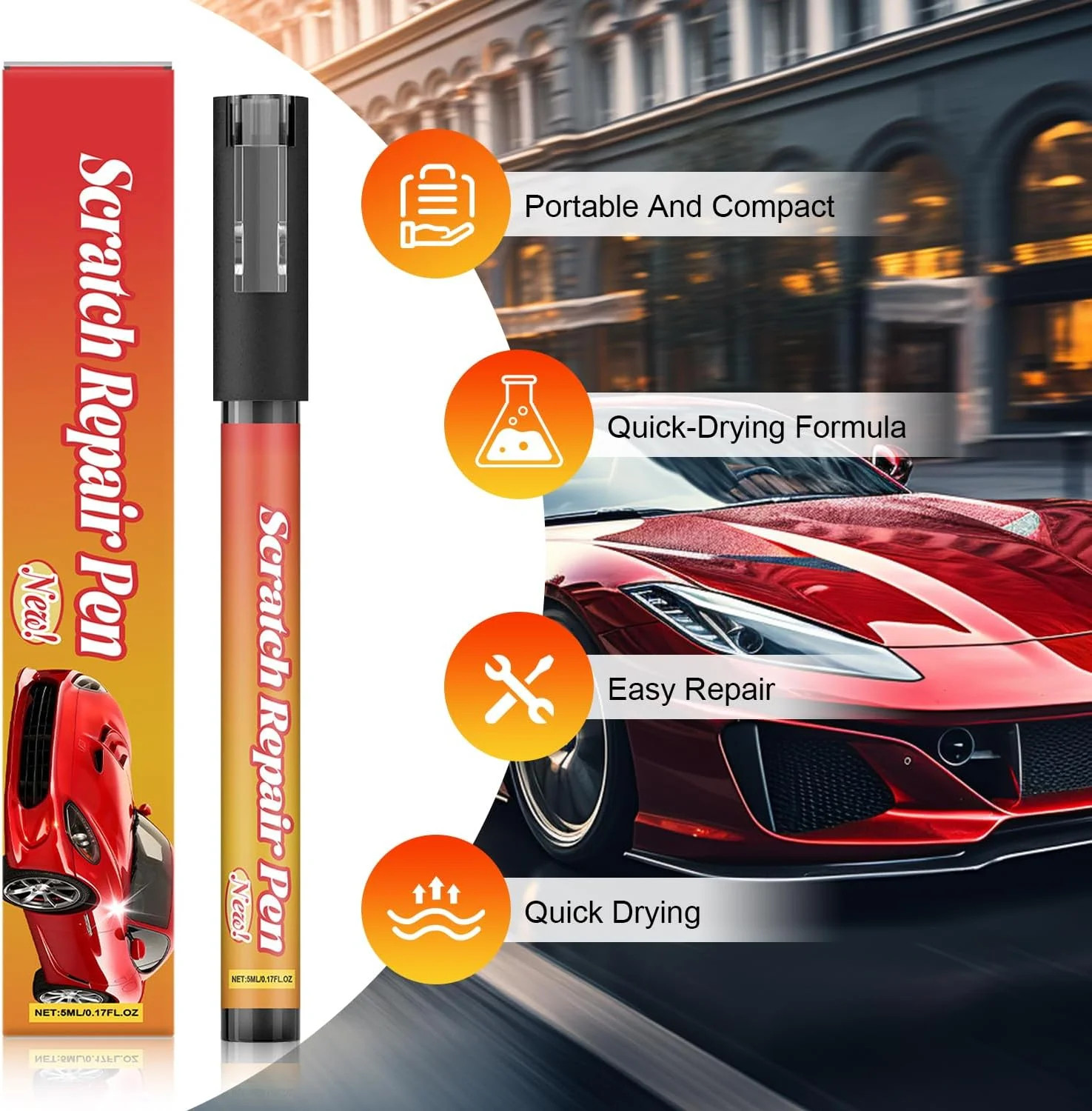 3Pack Weatherproof Magic Car Scratch Removal Pen,Auto Paint Repair Brush Kit,Car