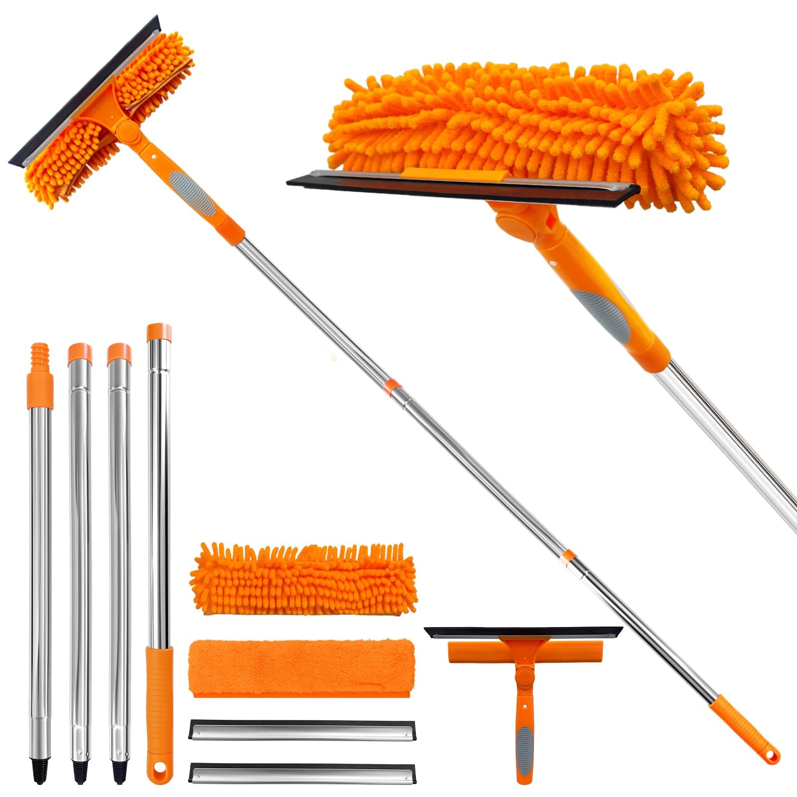 67″ 2 in 1 Rotatable Window Cleaner with Extension Pole and Bendable Head