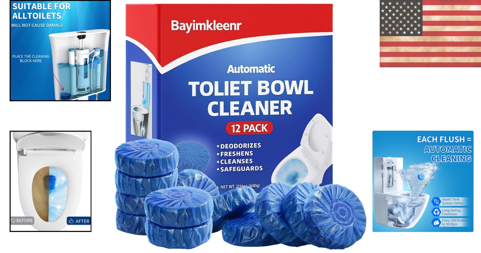 Ultra Fresh Septic Safe Toilet Cleaning Tablets – 12 Count Stain Remover