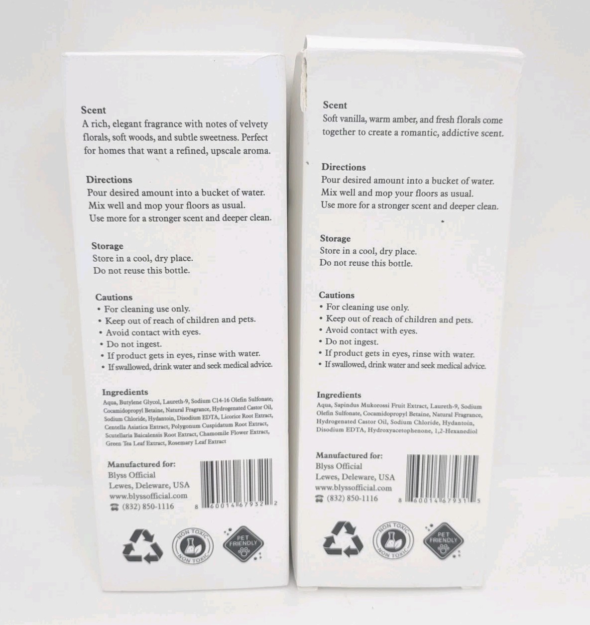 BLYSS Mop Soap Royalty & Sunwashed Linen 16.9 Oz Concentrate Exp 2029 / Lot Of 2