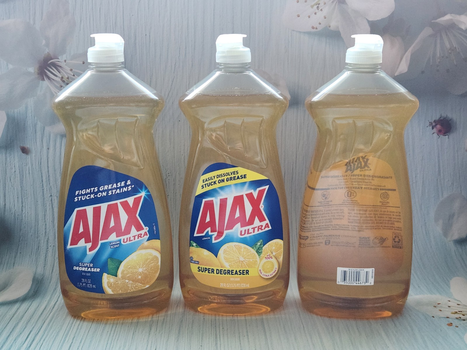 3× Ajax Ultra Super Degreaser Dishwashing Liquid Dish Soap, Lemon Scent, 28 oz