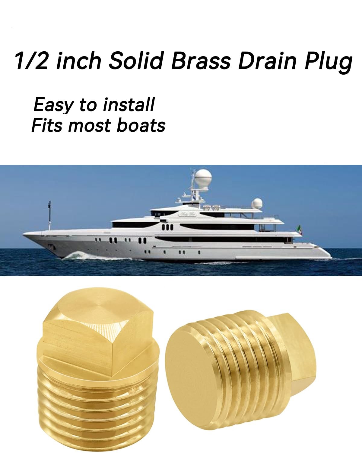 Solid Boat Plug – 1/2 Inch Drain Plugs with T Handle Wrench Tool Kit for Most…