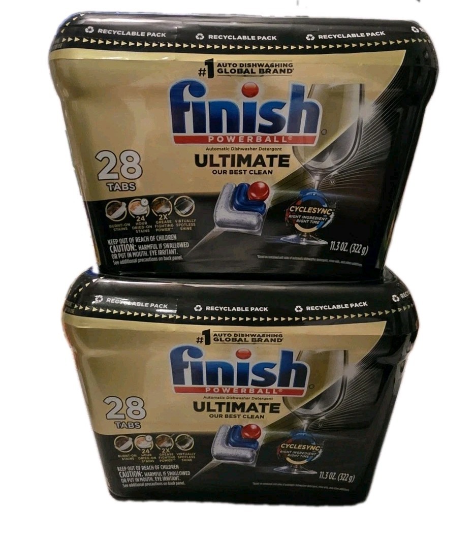 Finish Ultimate Dishwasher Detergent Tabs 2 Pack (28 Ct Each) NEW