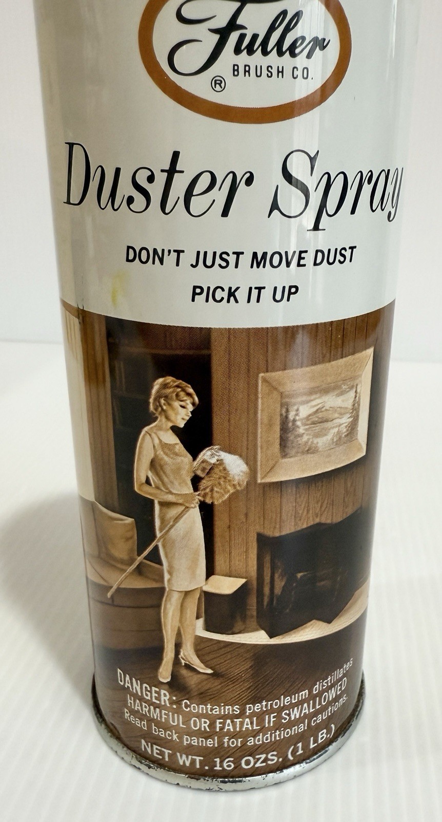 VTG Fuller Brush Company DUSTER SPRAY Can FULL Retro Graphic Advertising