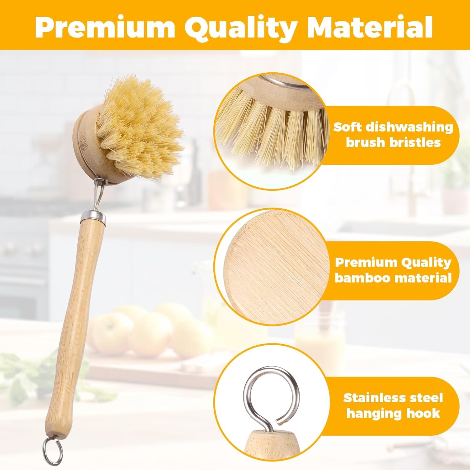 5 Pcs Bamboo Dish Brush Set Practical Dish Cleaning Brush Set Multifunctional