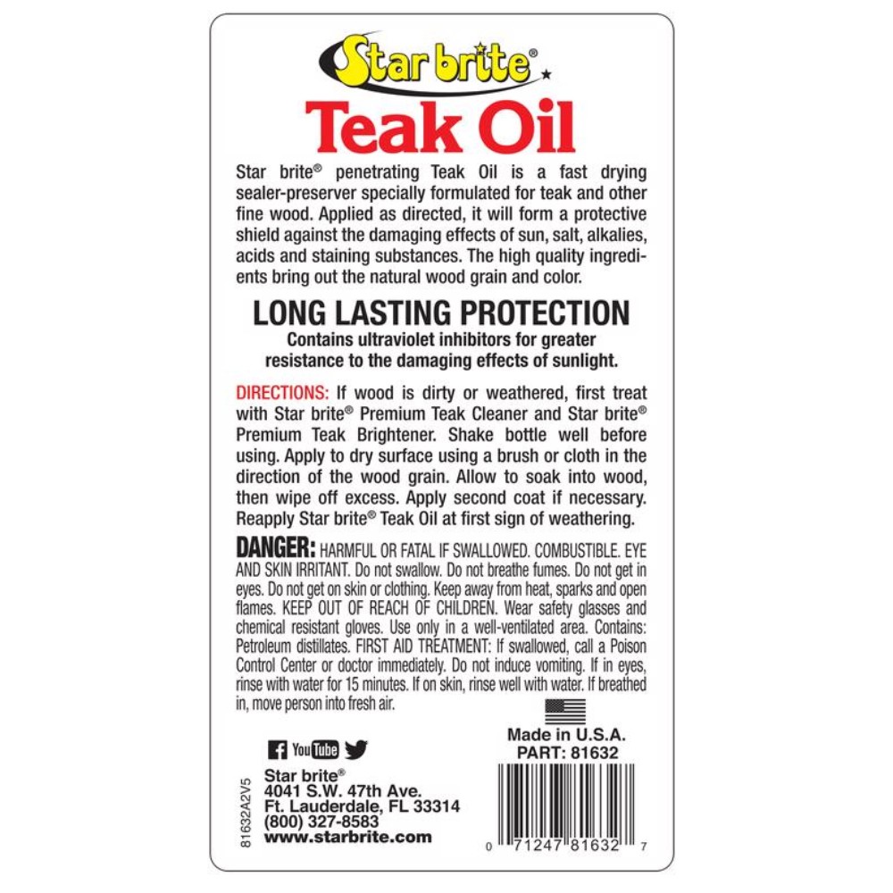 Star Brite 81632 Liquid Fast-Drying Teak Oil 32 oz.