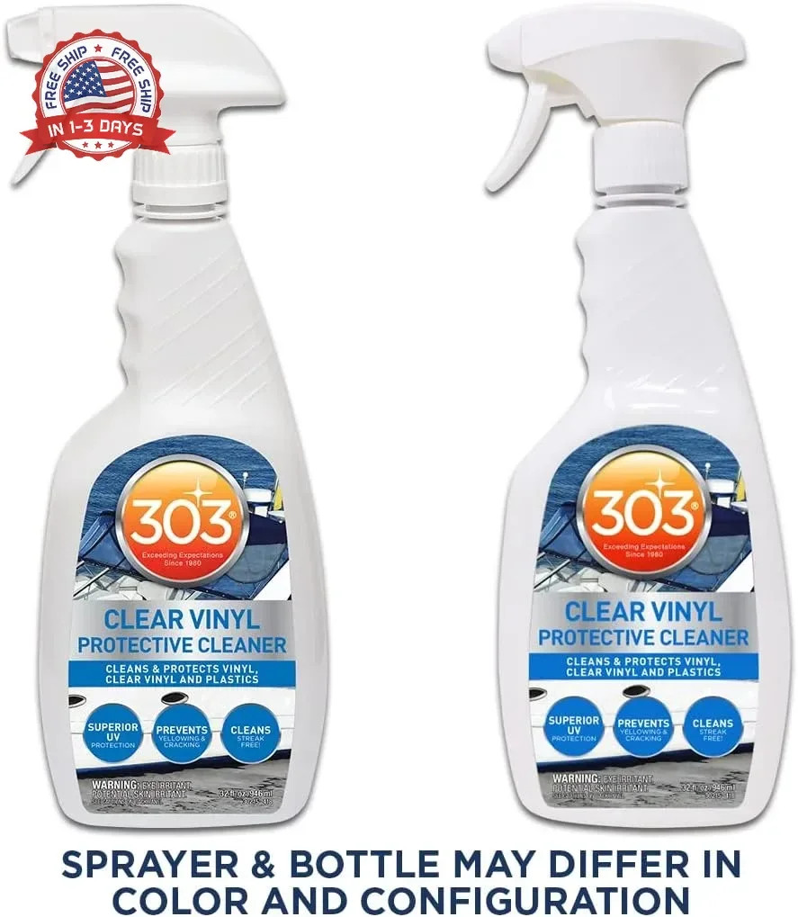 303 Products Marine Clear Vinyl Protective Cleaner, Clear Vinyl Window Cleaner &