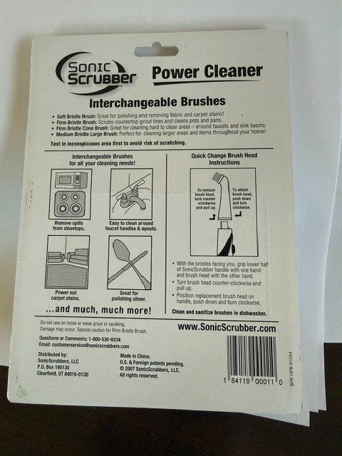 Sonic Scrubber Power Cleaner Interchangeable Brush Heads 4 Count