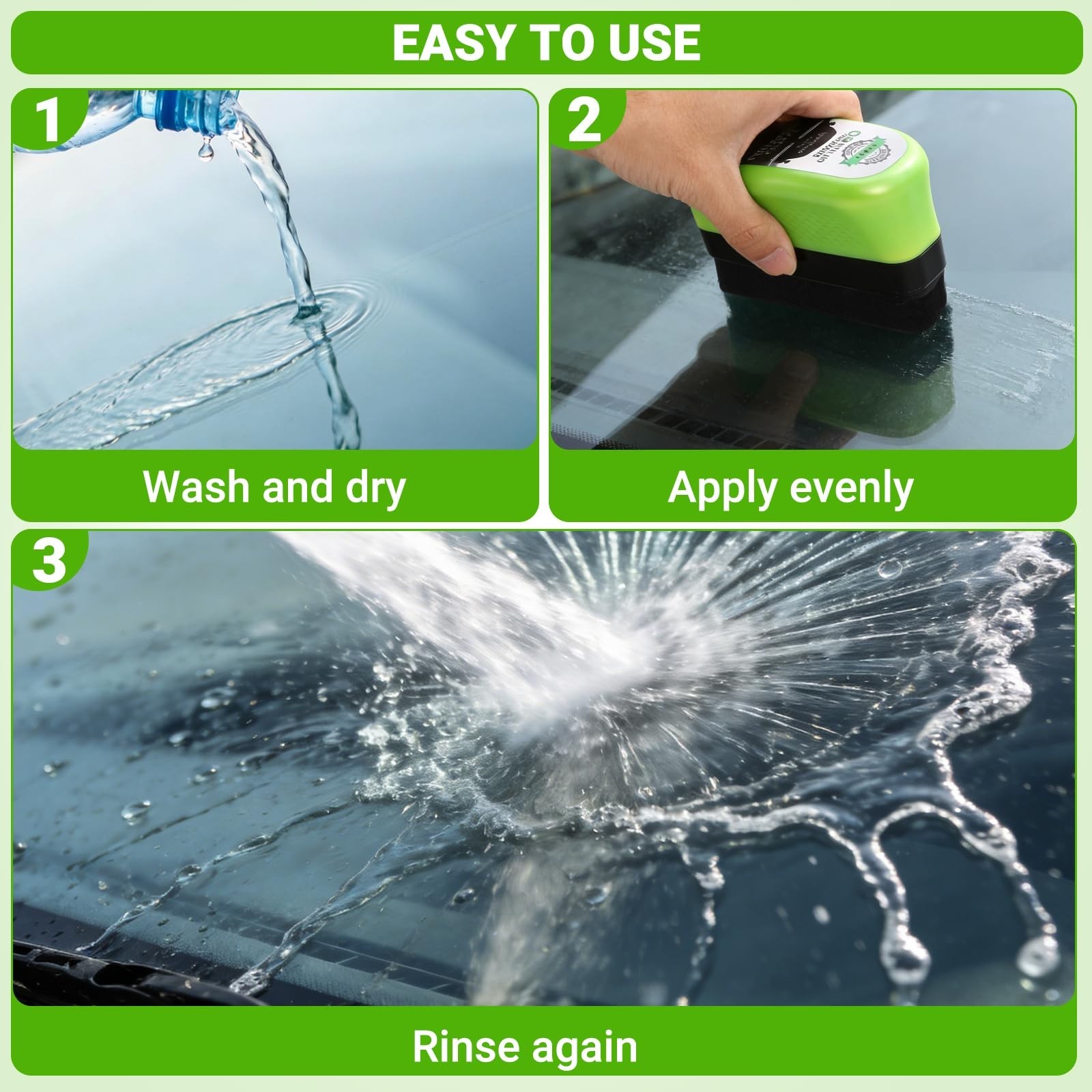 Oil-Free Car Glass Cleaner 2PCS – Upgrade Automotive Windshield Brush Tool, Clea