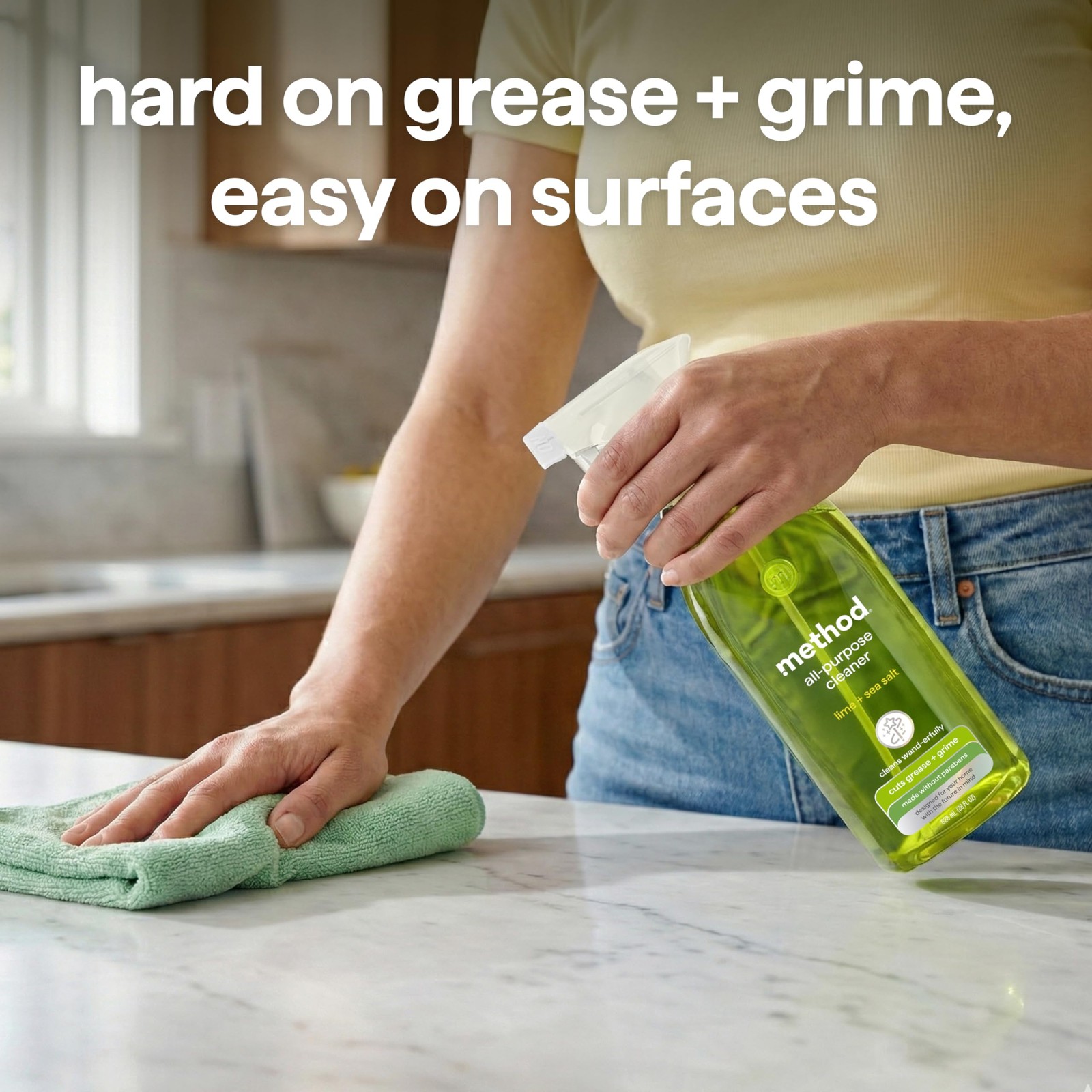 Method All-Purpose Cleaner Spray, Lime + Sea Salt 28 Fl Oz (Pack of 1), Green