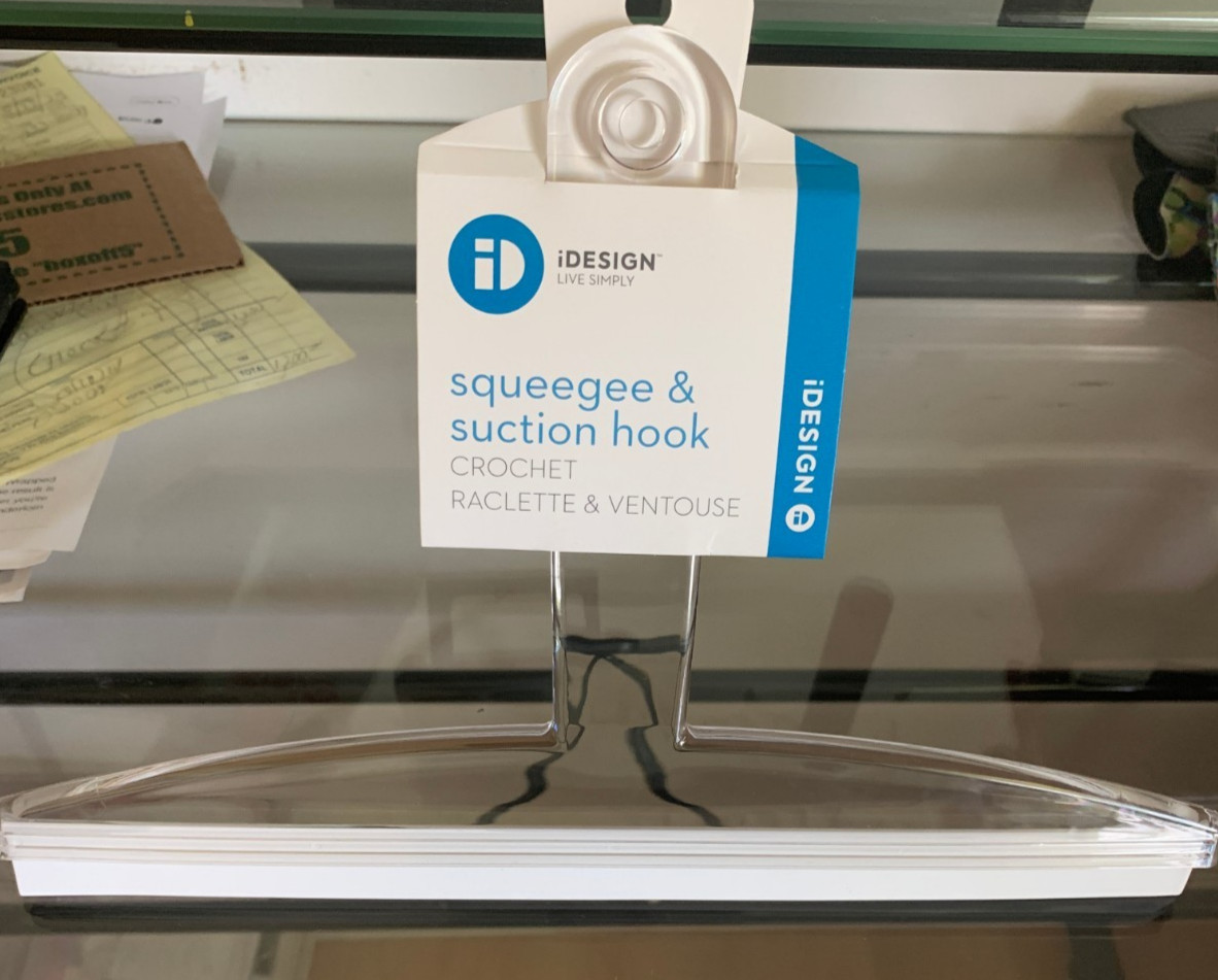Idesign 12″ Clear Lucite Squeegee for Shower Doors with Suction Cup Storage