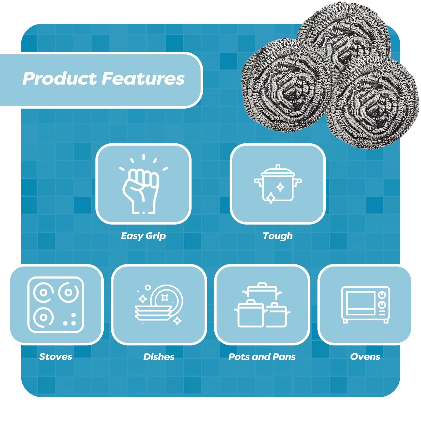12 Pack Stainless Steel Scourers by Scrub It – Steel Wool Scrubber Pad Used f…