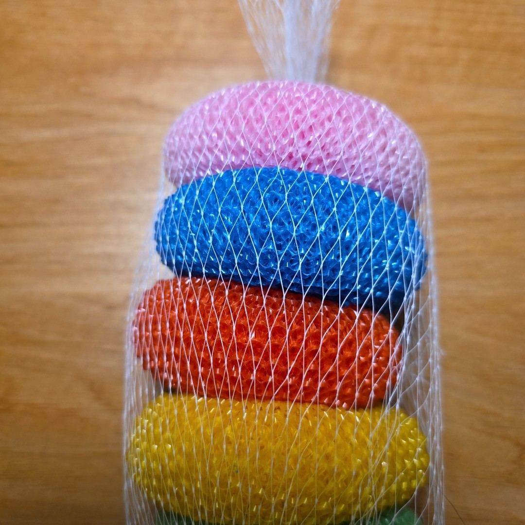 6pcs Nylon Plastic Round Scrubber Kitchen Cleaning Plastic Pot Pan Dish Washer