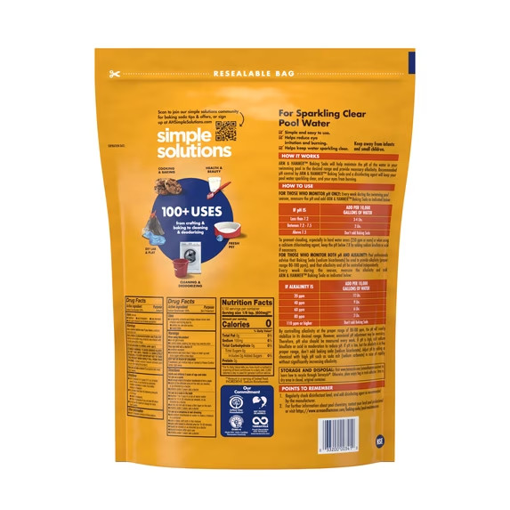 Pure Baking Soda, for Baking, Cleaning & Deodorizing, Pool 10.8 lb Bag