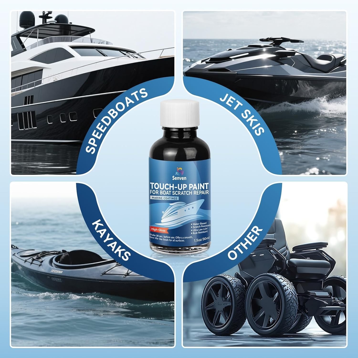 Chip Resistant Marine Topside Touch Up Paint – High-Gloss, 30ml for Boats
