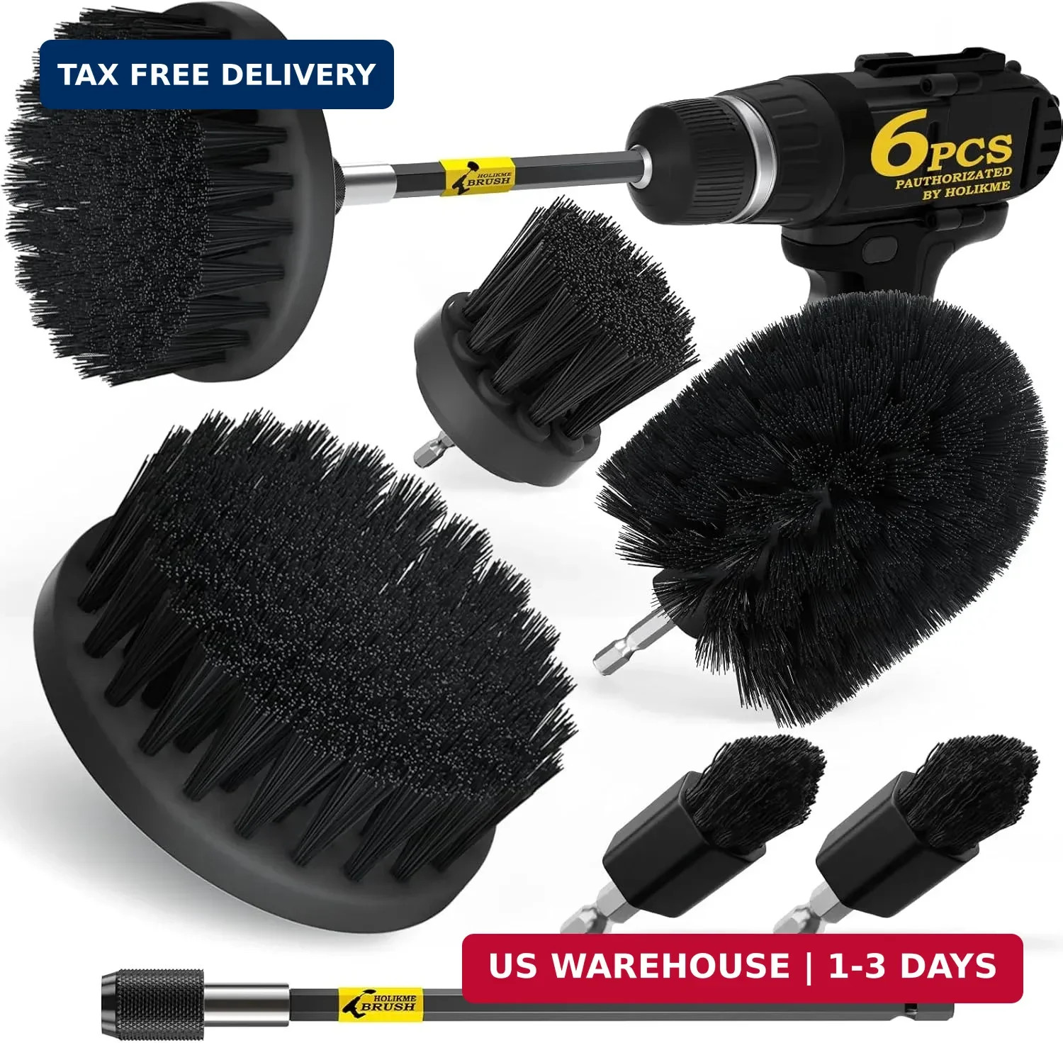 Holikme 6Pack Drill Brush Power Scrubber Cleaning Brush Extended Long Attachment