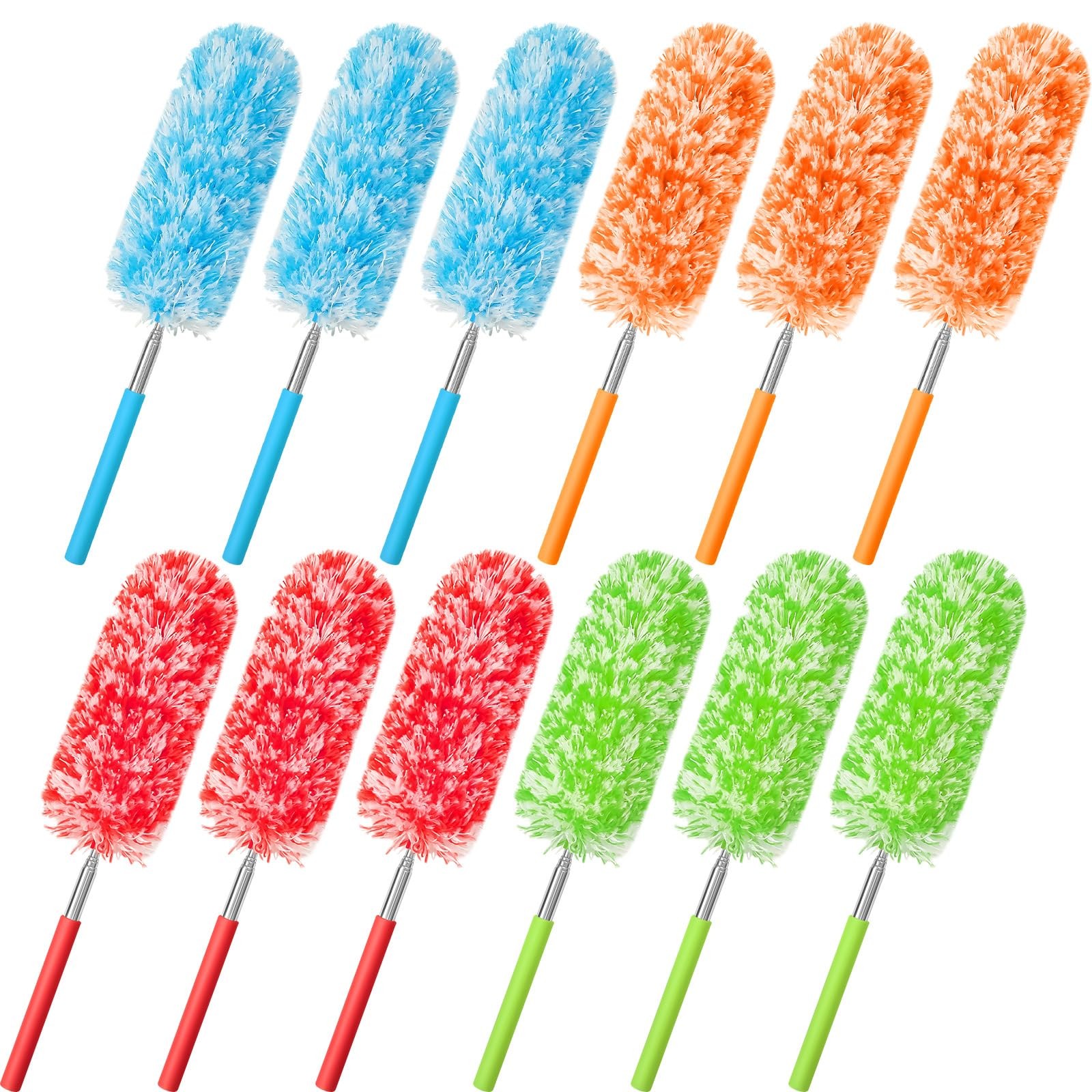 12 Pcs Microfiber Feather Duster for Cleaning, Extendable 13-31 Inch Ceiling …