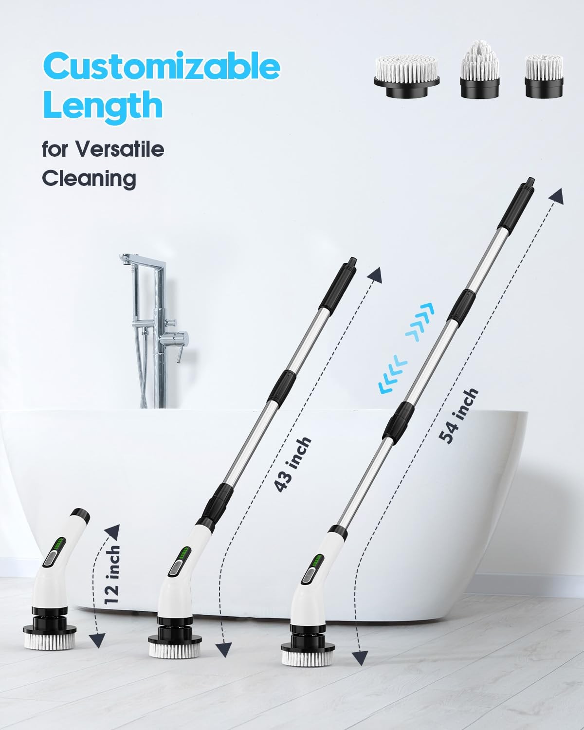 Highyes Electric Spin Scrubber for Cleaning Bathroom: Cordless Power Shower S…