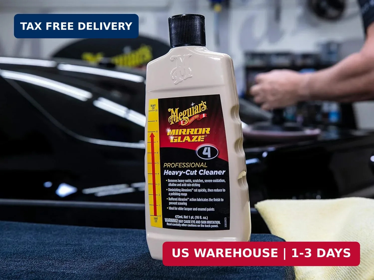 Meguiar’s Mirror Glaze Heavy Cut Cleaner M04, 16 oz Bottle, Professional Paint C