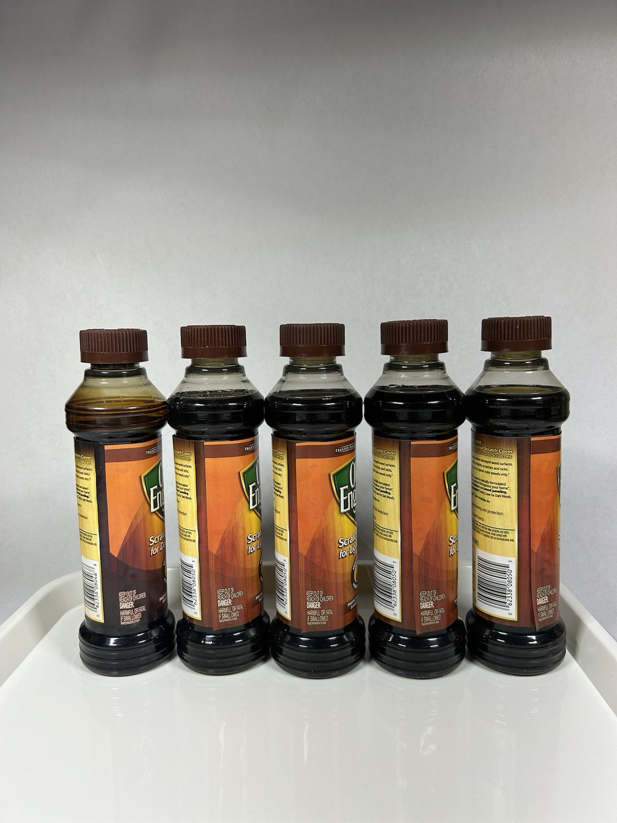 (5) Old English Scratch Cover Light Wood Polish ~ 4 New 8 oz per Bottle