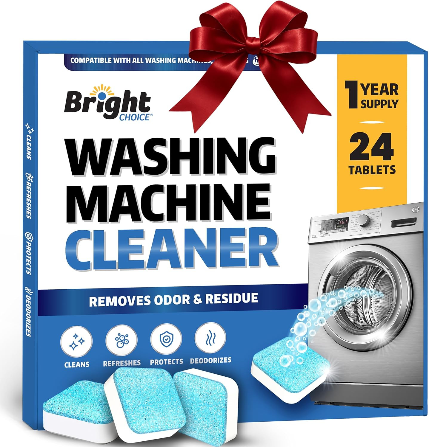 24 Pack Washing Machine Cleaner Tablets HE Front Top Load Washer Cleaner