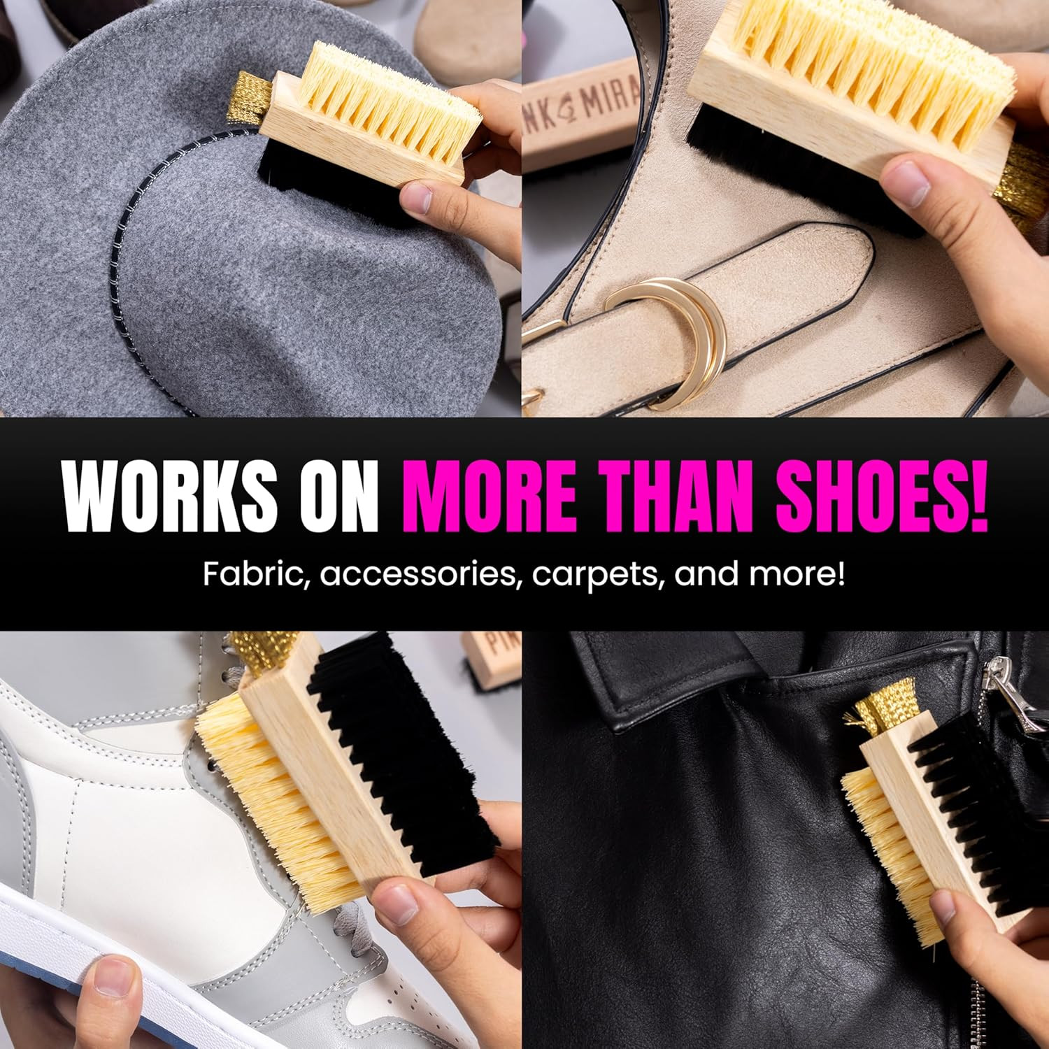 Multi Purpose Shoe Cleaning Brush – with Strong, Medium and Soft Bristles for Al