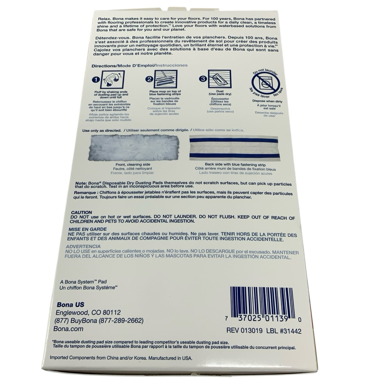 Bona 10 Pack Disposable Dry Dusting Pads MultiSurface Floors Hardwoods Refill