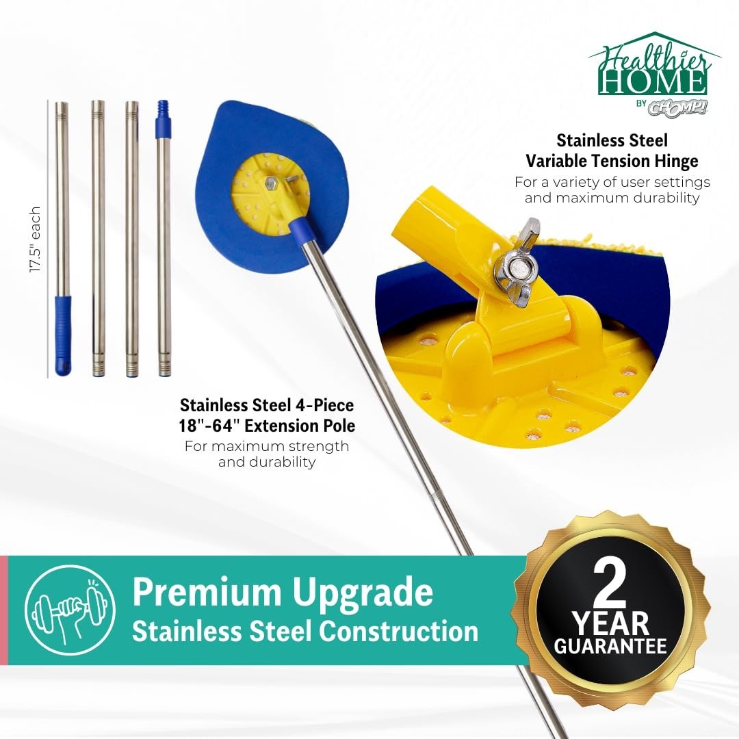 Extendable Wall Cleaner – Long Handle Ceiling & Baseboard Duster, Telescoping Mo