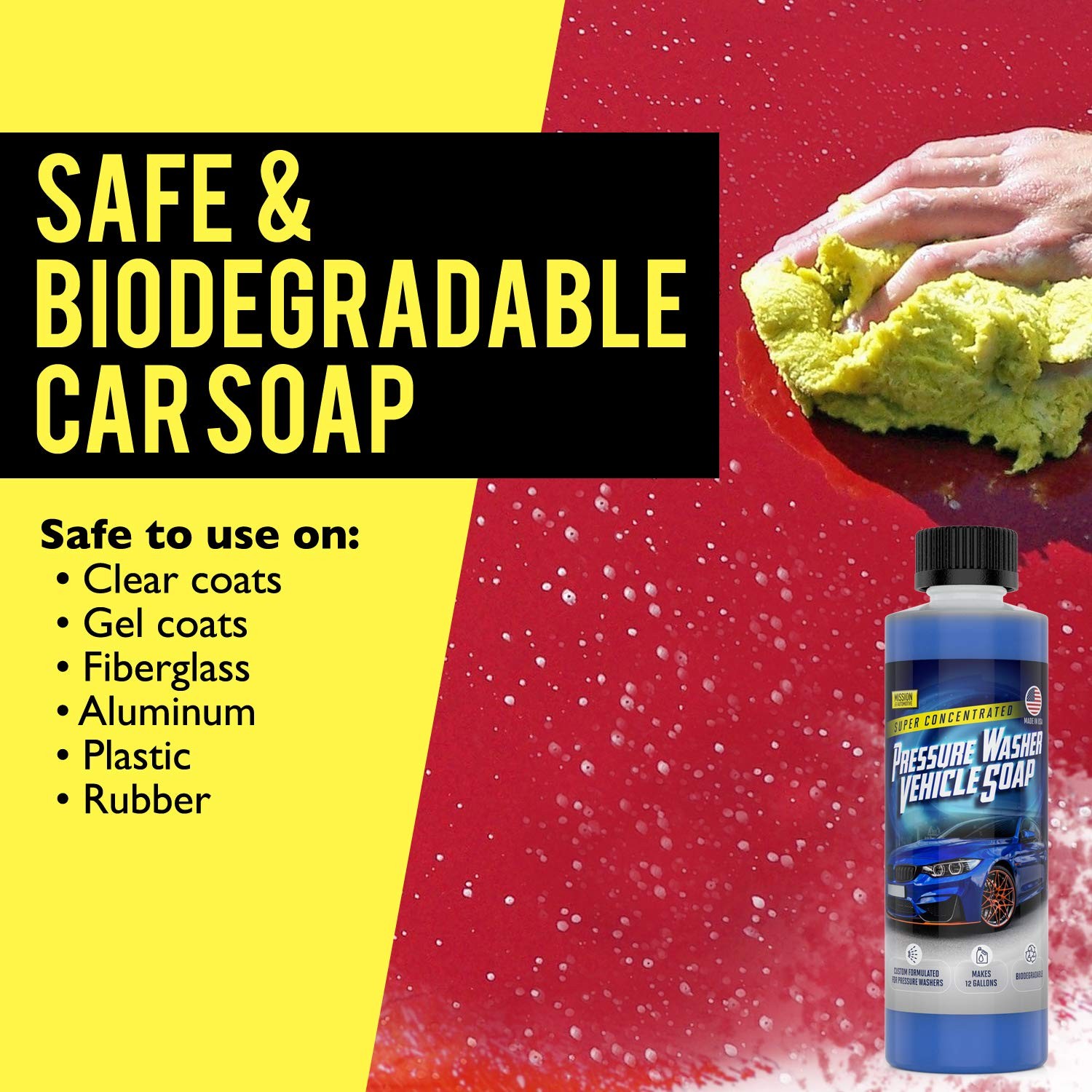 Car Wash Soap Concentrate – 8 Fl Oz 12-Gallon Yield – Biodegradable Formula &…