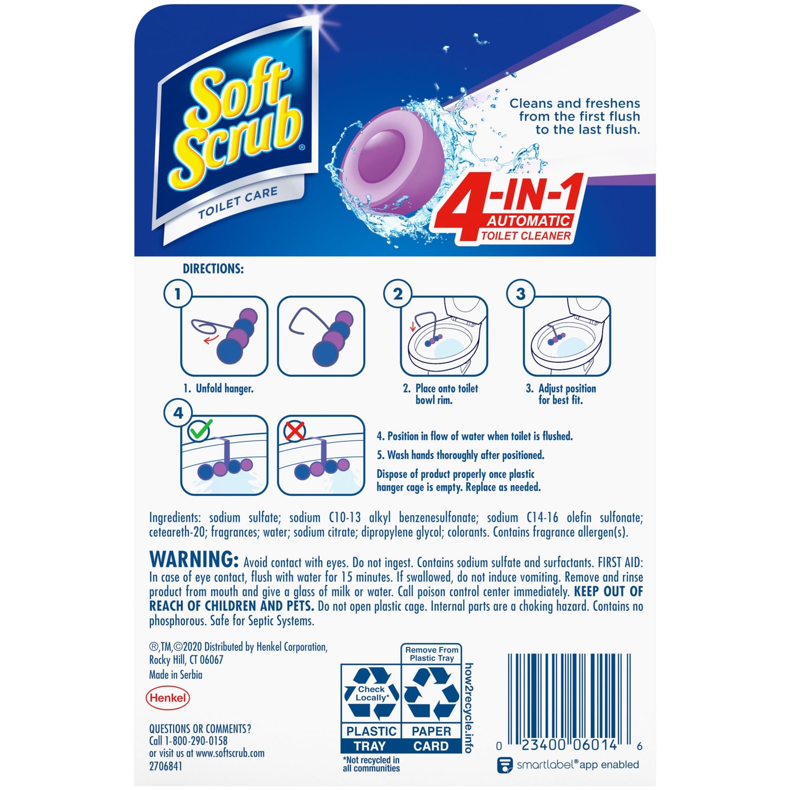 4-in-1 Rim Hanger Toilet Bowl Cleaner, Lavender, 2 Count