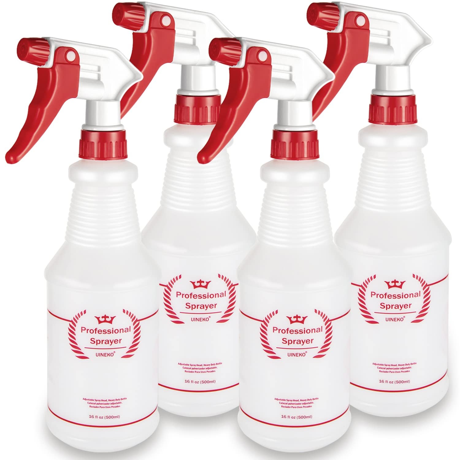 Plastic Spray Bottle (4 Pack, 16 Oz, All-Purpose) Heavy Duty Spraying Bottles…