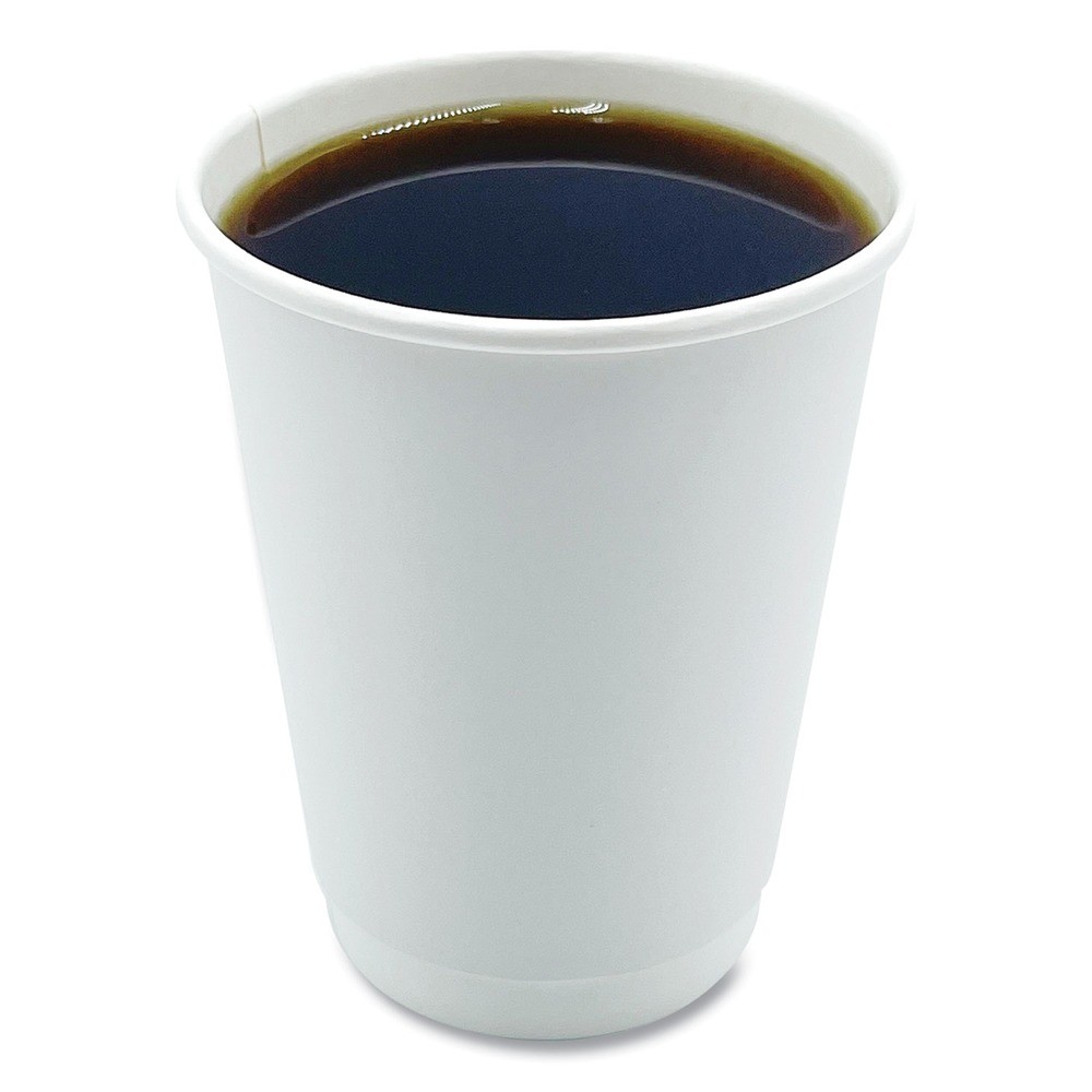 Boardwalk DW12HCUPPK 12 oz. Double-Walled Paper Hot Cups – White (25/Pack) New