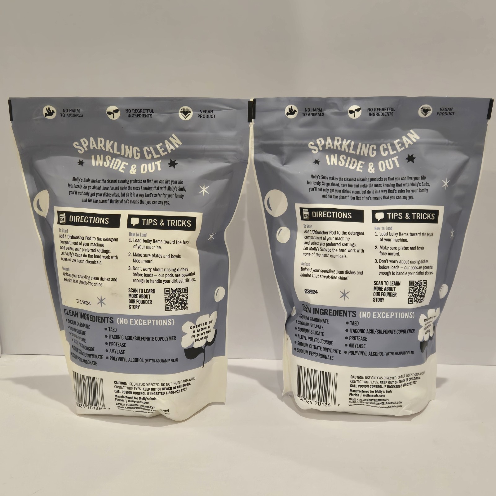 Lot Of 2 Molly’s Suds Dishwasher Pods Unscented Clean Ingredients