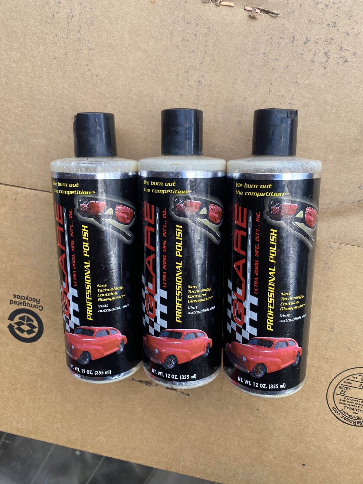 GLARE Ultra 2000 PROFESSIONAL Auto POLISH Wax NOT PESTICIDES 12OZ 3 Bottles Lot
