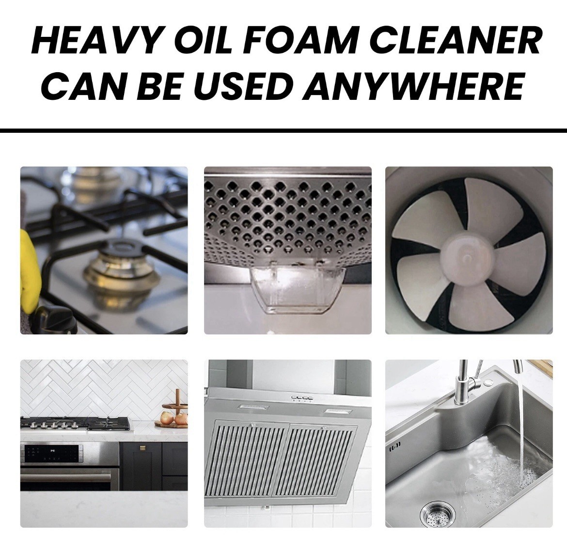 2/pk Heavy Oil Foam Cleaner Kitchen Stove Range Hood Wash Basin Oil Dirt Removal