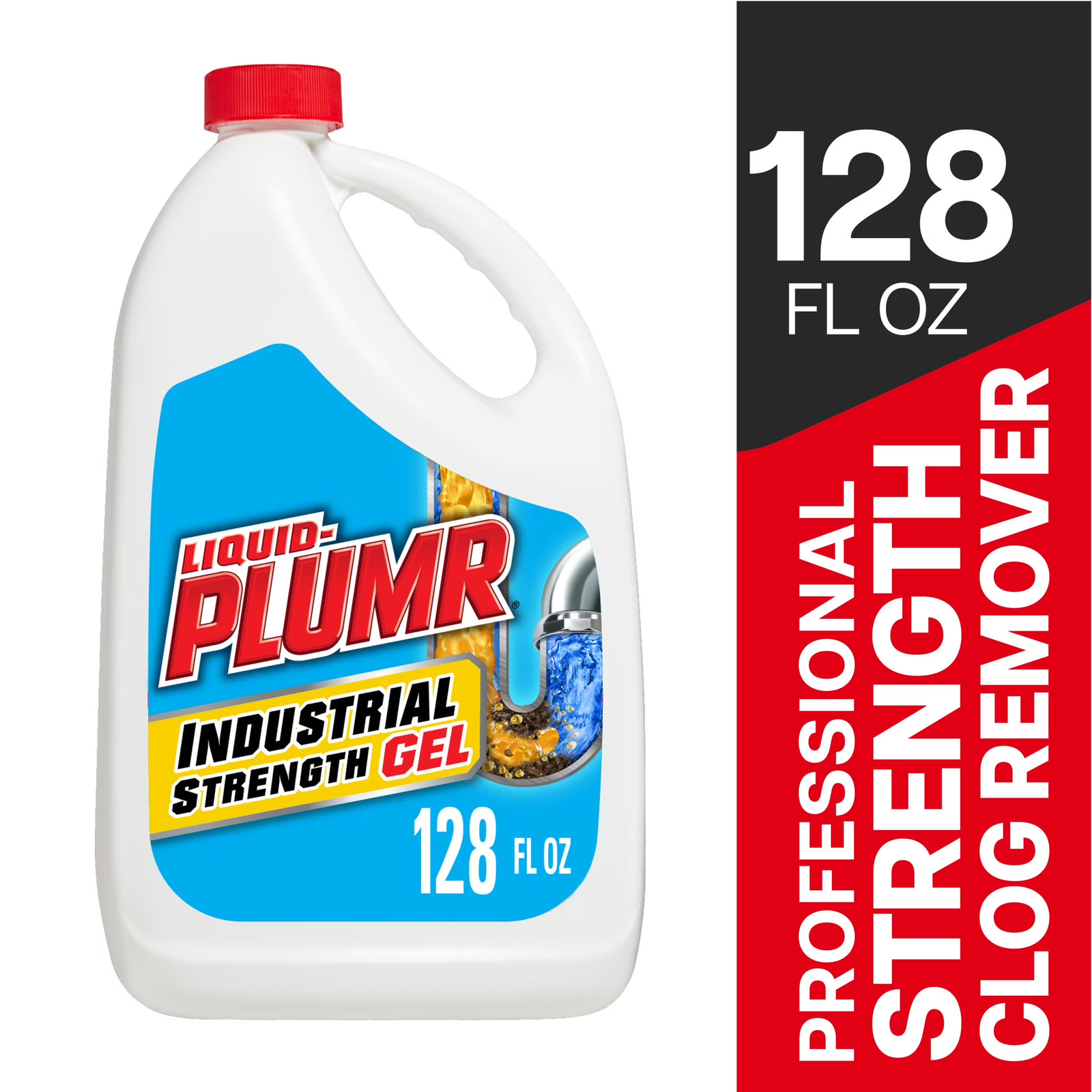 Industrial Strength Drain Clog Remover Gel, Septic Safe, Unscented, 128 Fl Oz